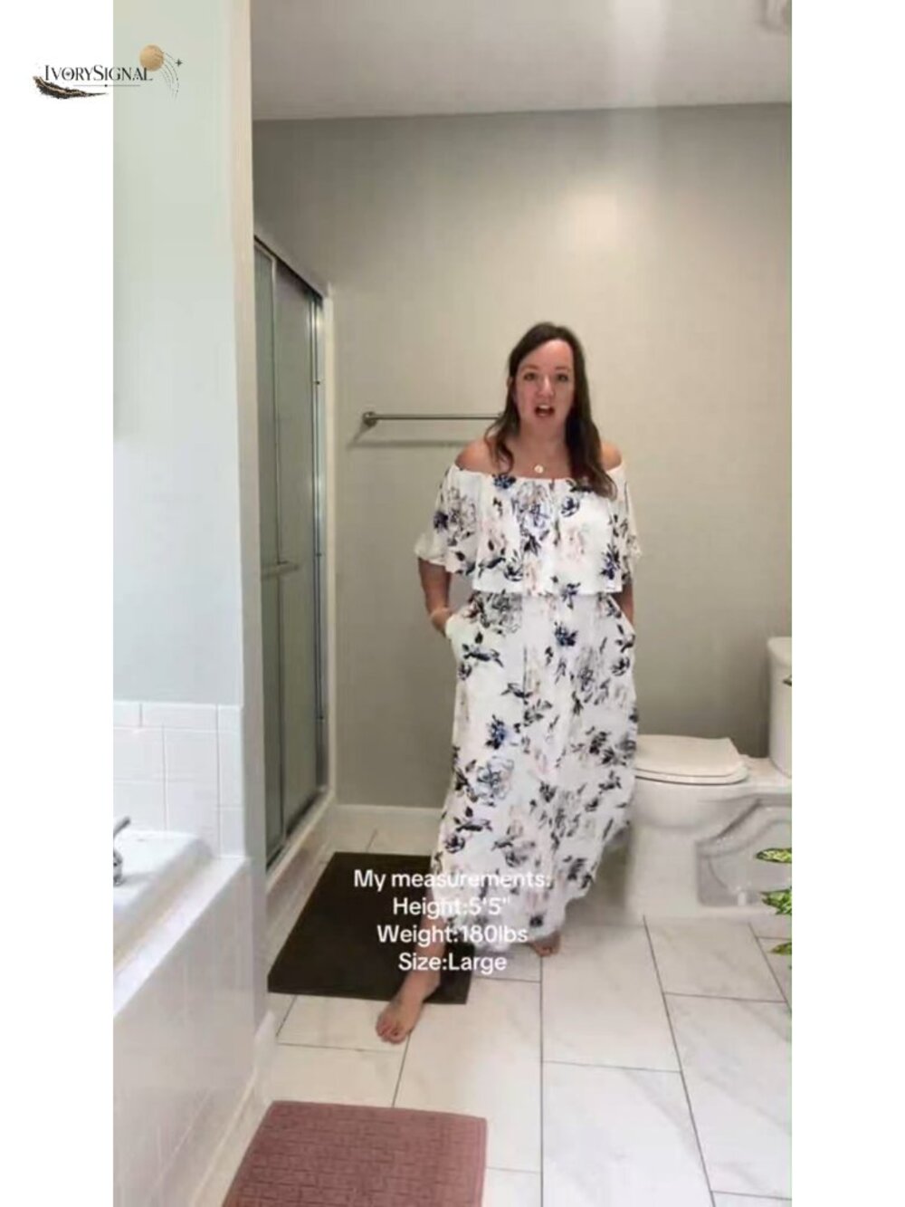 Off Shoulder Ruffle Split Summer Maxi Dress with Pockets - Picture 5 of 6